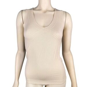 Banana Republic Size‎ Small Stretch Modal Tank Top Cream Sleeveless Fitted Layer